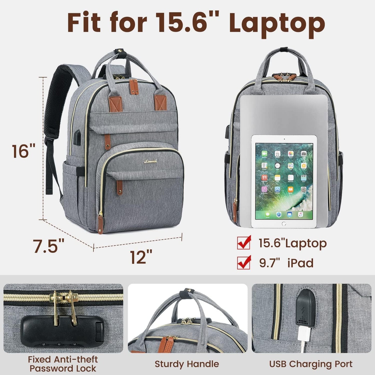 Anti-Theft Laptop Backpack – Travel & Work Bag for 15.6'' Laptops