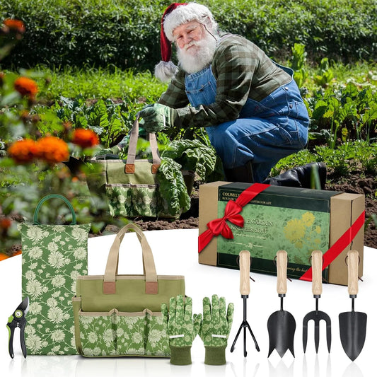 Gift Box Garden Tools Set with Storage Bag Heavy Duty 8 Piece