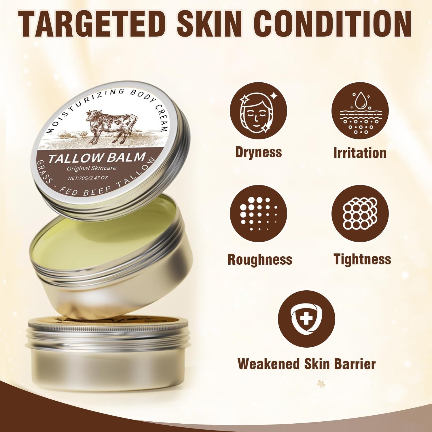 Organic Beef Tallow & Honey Balm – Natural Moisturizer for Face & Body