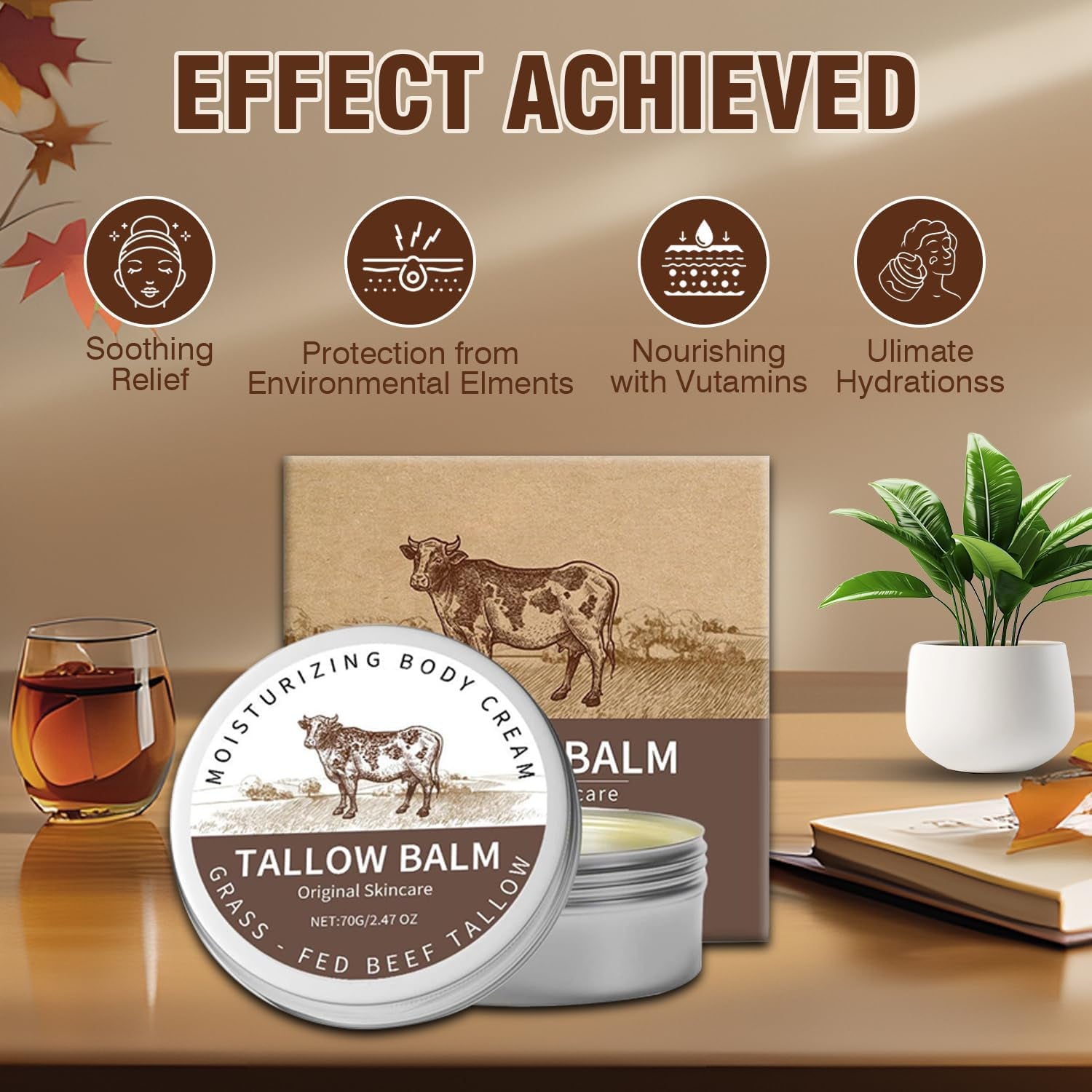 Organic Beef Tallow & Honey Balm – Natural Moisturizer for Face & Body