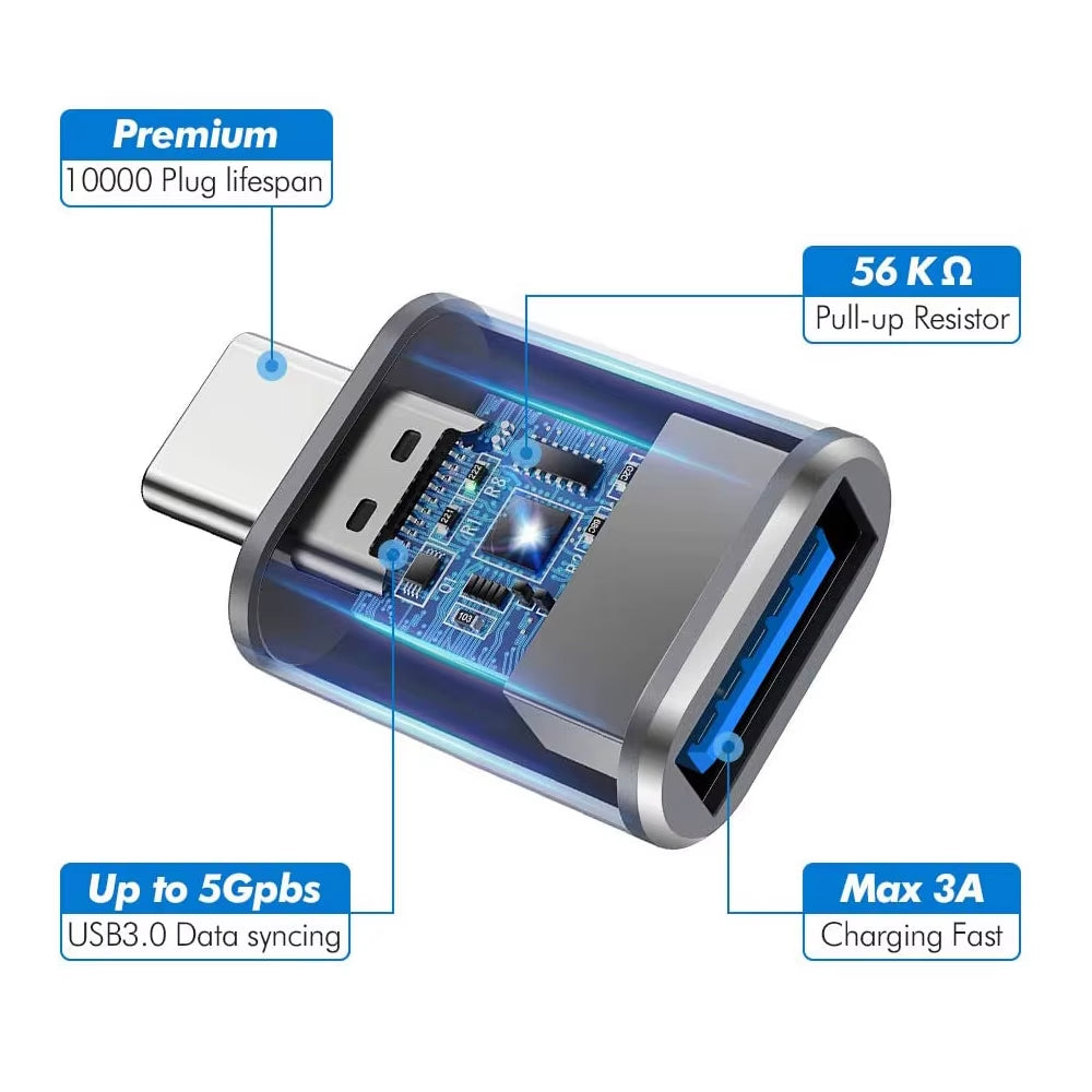 2PCS USB 3.0 to Type-C OTG Adapter