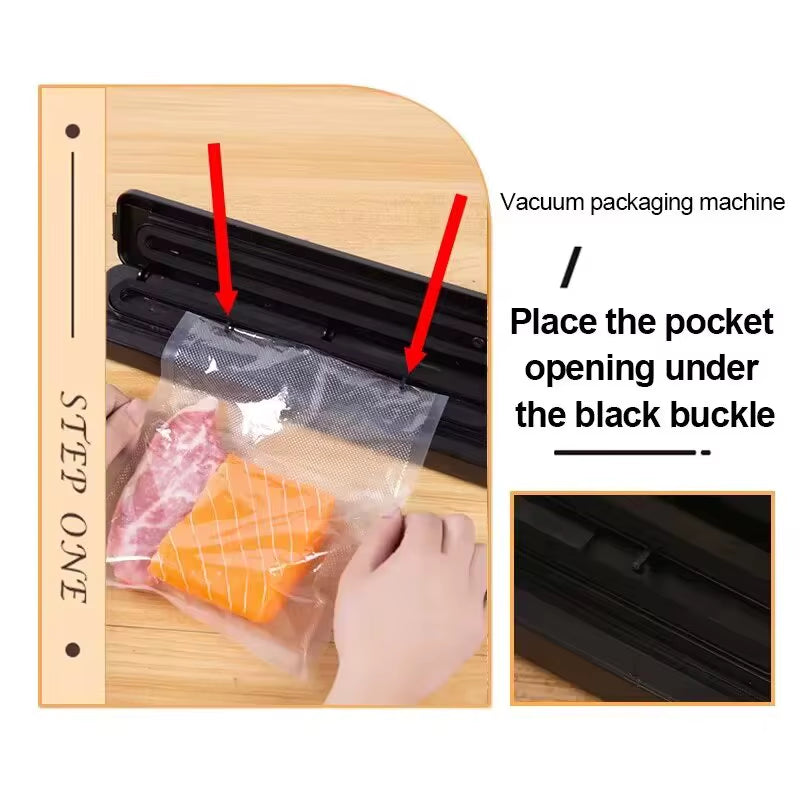 2024 NEW Food Vacuum Sealer Packaging Machine with Free 10Pcs Vacuum Bags Household Kitchen Food Vacuum Sealing